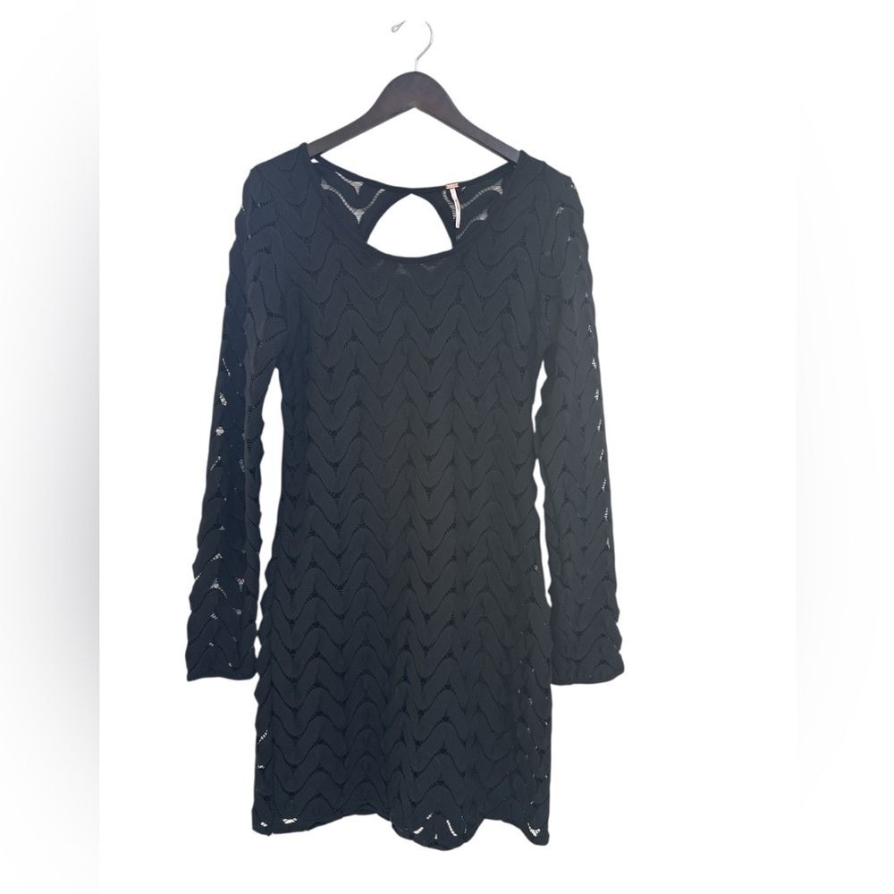 Free People Wild Thing Crochet Knit Black Dress